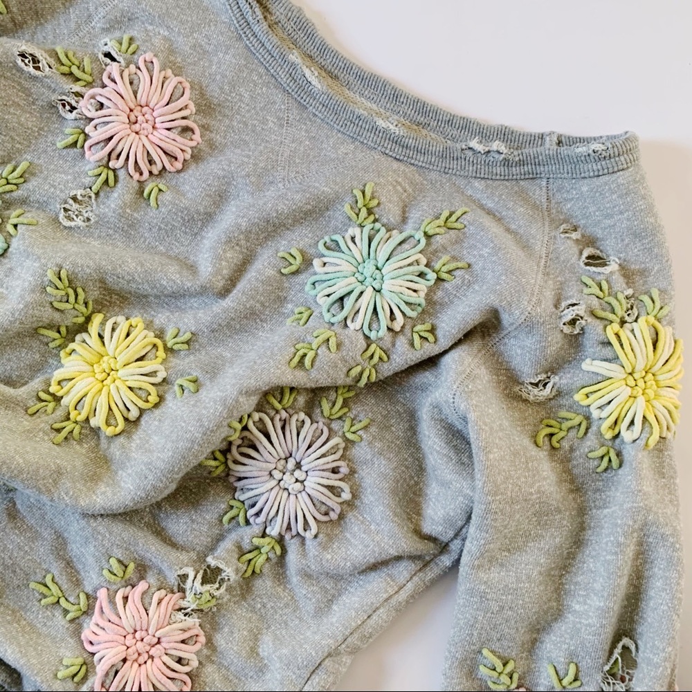 Anthropologie ARTISAN Embroidered Sweater XS